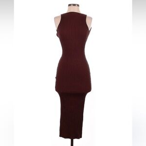 Backless Midi Burgundy Knit Dress